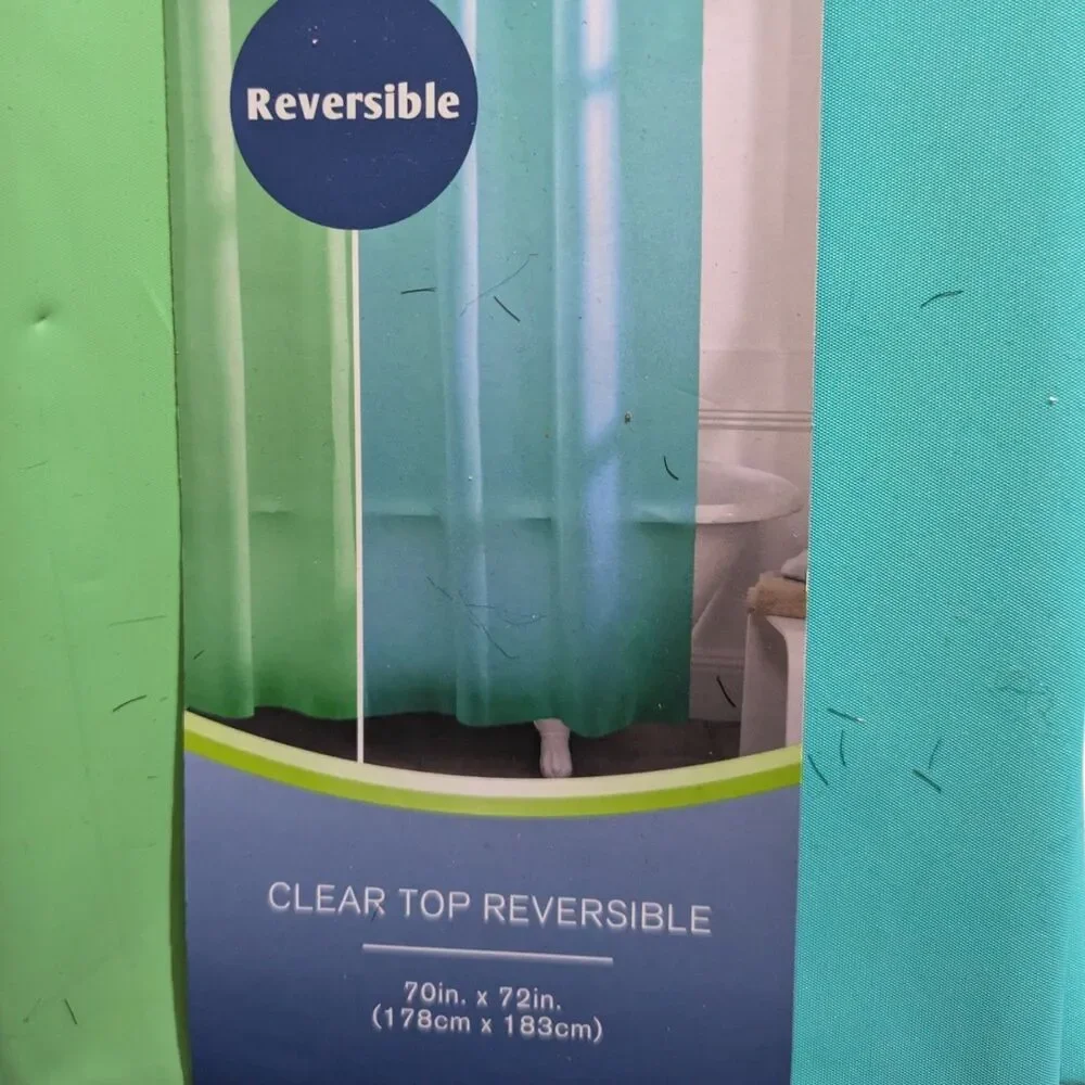 Reversible PEVA Shower Curtain 70 x 72 Clear Top Waterproof Bathroom Curtain